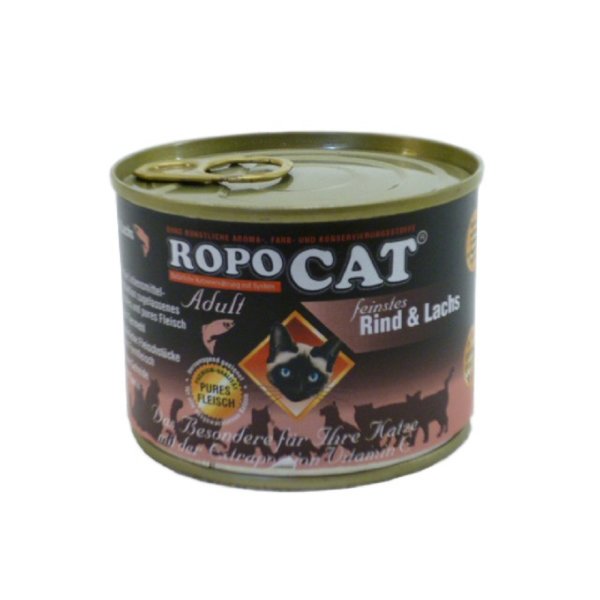 RopoCat│Feinstes Rind & Lachs - 24 x 200g │Nassfutter