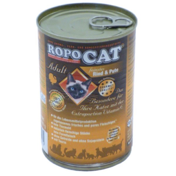 RopoCat│Feinstes Rind & Pute - 24 x 400g │Nassfutter