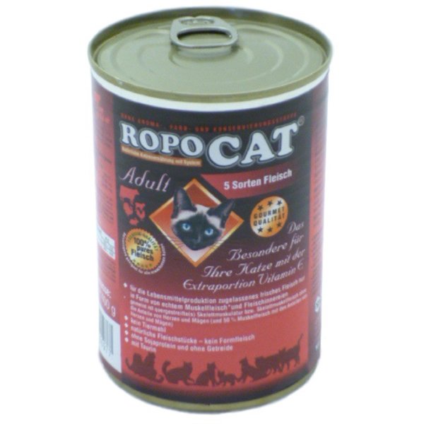 RopoCat│Feinstes 5-Sorten-Fleisch - 24 x 400g │Nassfutter