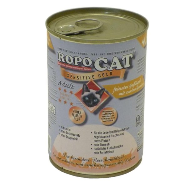 Ropo Cat│Sensitive Gold Feinstes Geflügel mit zartem Gemüse - 24 x 200g│Nassfutter
