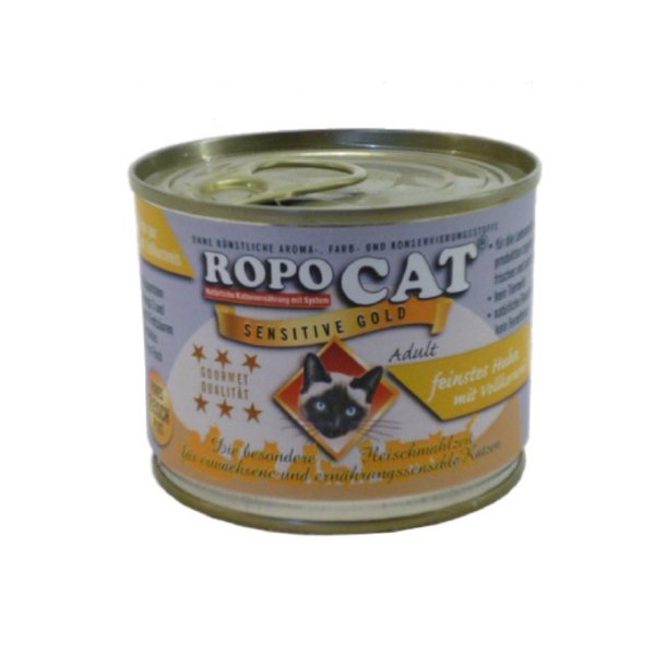 Ropo Cat│Sensitive Gold Feinstes Huhn mit Vollkornreis - 24 x 200g│Nassfutter