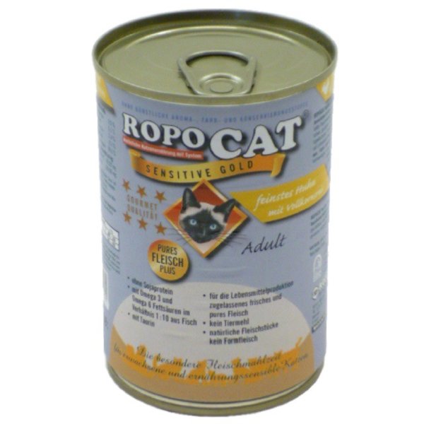 Ropo Cat│Sensitive Gold Feinstes Huhn mit Vollkornreis - 24 x 400g│Nassfutter