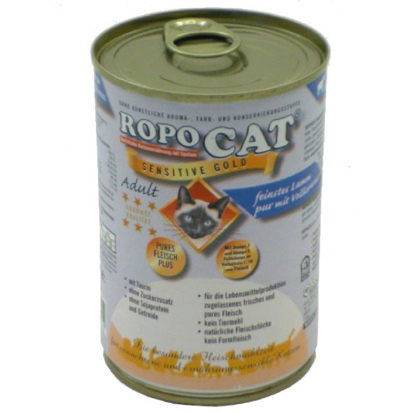 Ropo Cat│Sensitive Gold Feinstes Lamm mit Vollkornreis - 24 x 400g│Nassfutter