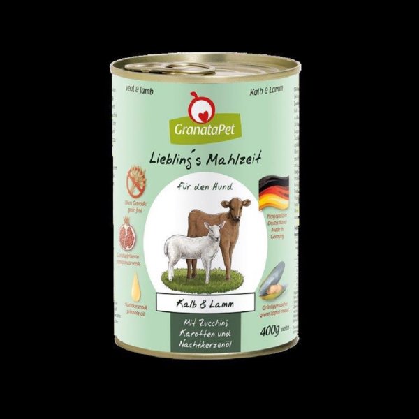 GranataPet│Lieblings Mahlzeit Kalb & Lamm - 6 x 400 g │ Hundenassfutter