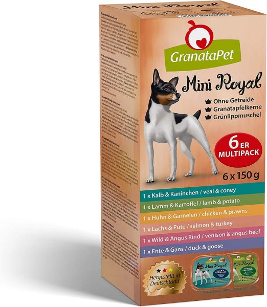 GranataPet │Mini Royal Multipack - 6 x 150 g │ Hundenassfutter