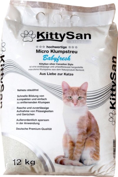 KittySan │Silver Canadian Style - Babyfresh Duft -12kg │ Katzenstreu Family Micro Klumpstreu