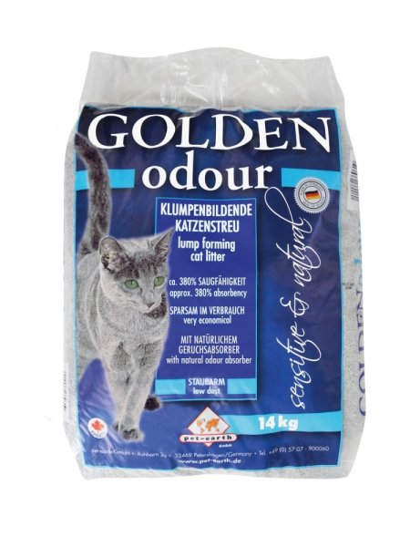 Golden Odour │ Bentonitstreu klumpend ohne Duft - 14 kg  │ Katzenstreu