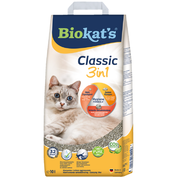 Biokats │ Classic 3in1 ohne Duft - 1 x 10 L │ Katzenstreu