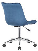 CLP Bürostuhl Medford Samt | Schreibtischstuhl Mit Leichtlaufrollen | Drehstuhl Mit Metallgestell In Chrom-Optik, Farbe:blau