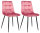 CLP 2er Set Esszimmerstuhl Tilde I Samt I Stoff I Gesteppt I Gepolstert, Farbe:pink, Material:Samt