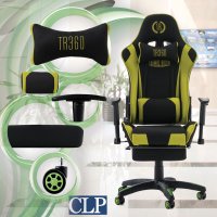 CLP Bürostuhl Turbo I Höhenverstellbarer Schreibtischstuhl Mit Fußablage, Farbe:schwarz/grün, Material:Stoff