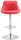 CLP Barhocker LAZIO mit Kunstlederbezug | Drehbarer Thekenhocker mit Fußstütze | Höhenverstellbarer Barstuhl mit Trompetenfuß in Chrom-Optik Rot