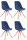 CLP 4er Set Retrostühle Toulouse Samt Square Mit Hochwertigem Sitzpolster I Lehnstühle Mit Stabilem Holzgestell, Farbe:blau, Gestell Farbe:Natura (Eiche)