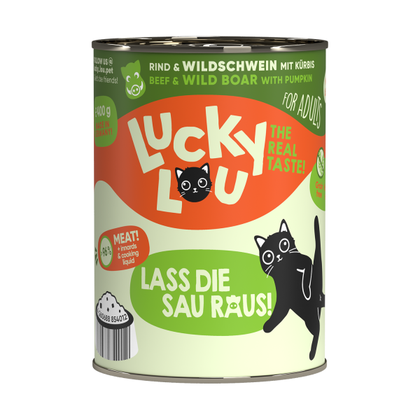 Lucky Lou│Adult Rind&Wildschwein - 6 x 400g │ Katzennassfutter