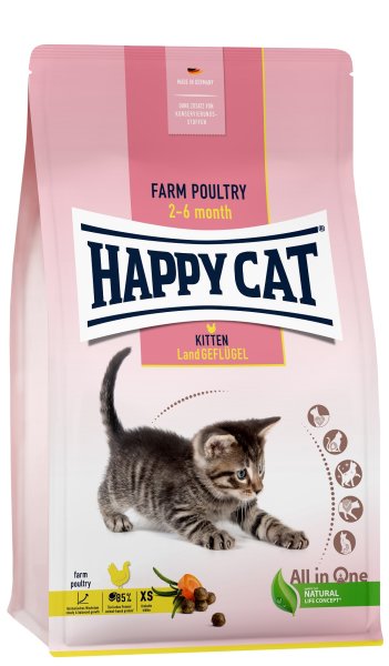 Happy Cat │ Young Kitten Land Geflügel - ab der 5. Lebenswoche - 1 x 300 g │ Katzentrockenfutter