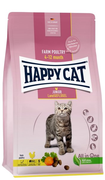 Happy Cat  Young Junior Land Geflügel -  für Jung-Katzen ab dem 4. Monat - 1,3 kg │ Katzentrockenfutter
