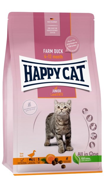 Happy Cat│ Young Junior Land Ente - für Jung-Katzen ab dem 4. Monat - 1,3 kg │ Katzentrockenfutter