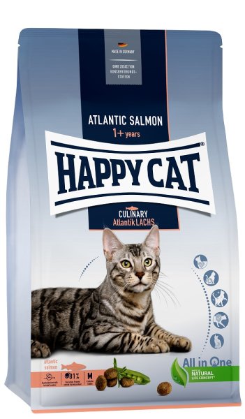 Happy Cat │ Culinary Adult Atlantik Lachs - ausgewachsene Katzen & Kater - 1,3 kg │ Trockenfutter