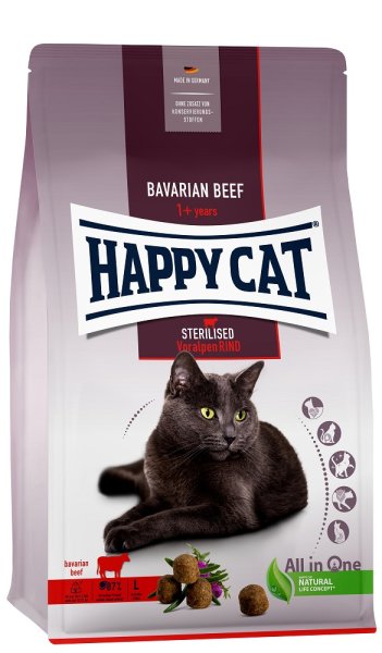 Happy Cat │Sterilised Adult Voralpen Rind -  sterilisierte Katzen und Kater - 4 kg │ Trockenfutter