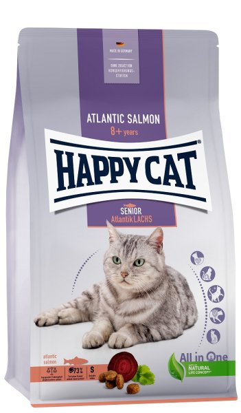 Happy Cat │ Senior Atlantik Lachs -  Katzensenioren ab dem 8. Lebensjahr - 4 kg │ Trockenfutter
