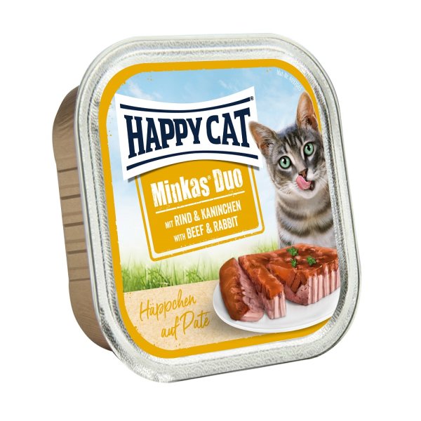Happy Cat │Duo Paté Häppchen Rind&Kaninchen - 12 x100g │ Nassfutter