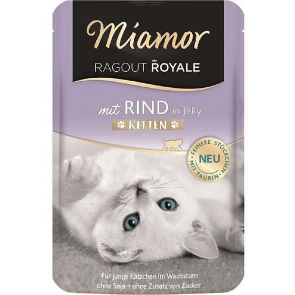 Miamor | Ragout Royale Kitten mit Rind in Jelly - 22 x 100 g │ Katzennassfutter
