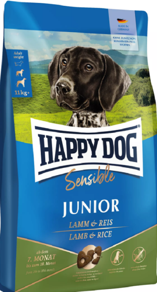 HAPPY DOG ¦ Sensible Junior - Lamm & Reis - 4 kg │ Trockenfutter