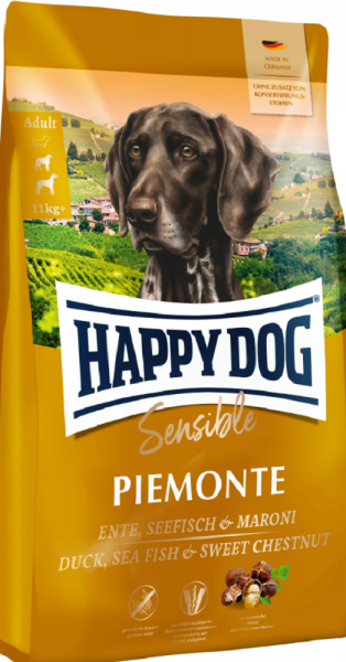 HAPPY DOG ¦ Sensible Piemonte - Ente & Seefisch mit exquisiter Maroni - 10kg │ Trockenfutter