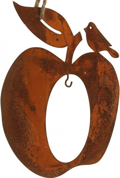 Edelrost │Meisenknödelhalter Apfel 22cm × 23cm Länge mit Band: 55cm