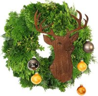 Ellasdekokrempel Edelrost Hirschopf 44cm für weihnachtliche Türkränze und Dekoration