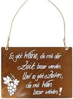 BADEKO Spruchtafel 23,5 x 35 cm Tafel Wein Zeit Edelrost Dekoschild Spruch Rost Gartentafel Geschenk