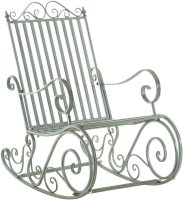CLP Eisen-Schaukelstuhl SMILLA im Landhausstil I Schwingstuhl mit hoher Rückenlehne I erhältlich, Farbe:antik-grün