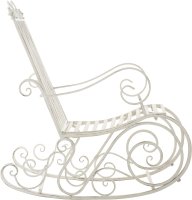 CLP Eisen-Schaukelstuhl SMILLA im Landhausstil I Schwingstuhl mit hoher Rückenlehne I erhältlich, Farbe:antik weiß