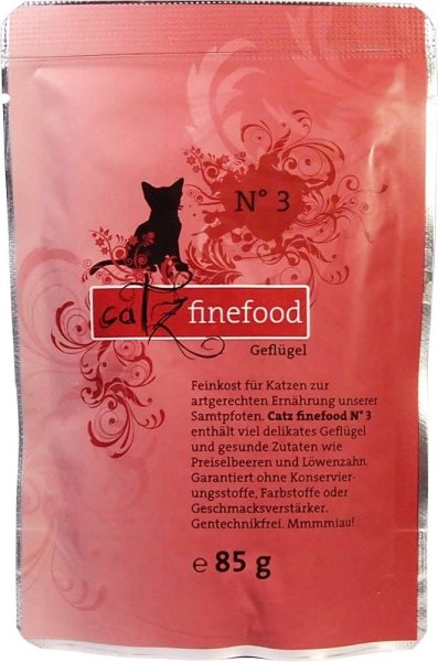 catz finefood &brvbar; N&deg; 3 - Gefl&uuml;gel - 16 x 85g &brvbar; nasses Katzenfutter im Pouchbeutel