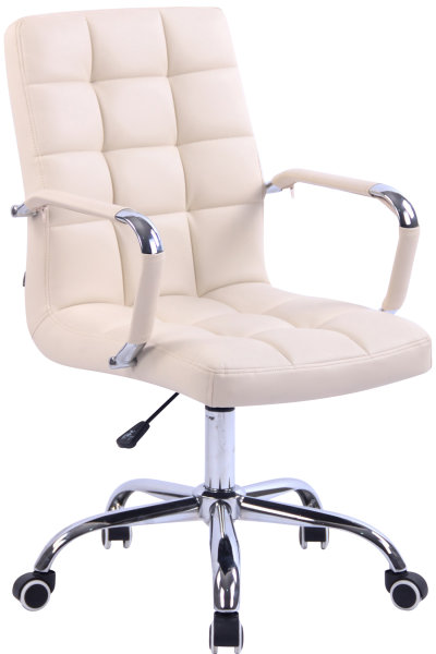 CLP Bürostuhl Deli mit Kunstlederbezug und hochwertiger Polsterung I Drehstuhl mit höhenverstellbarer Sitzhöhe, Farbe:Creme