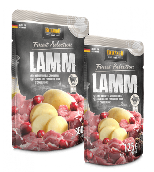 BELCANDO ¦ Lamm und Kartoffel mit Cranberries - 12 x 125g¦ nasses Hundefutter in Beuteln