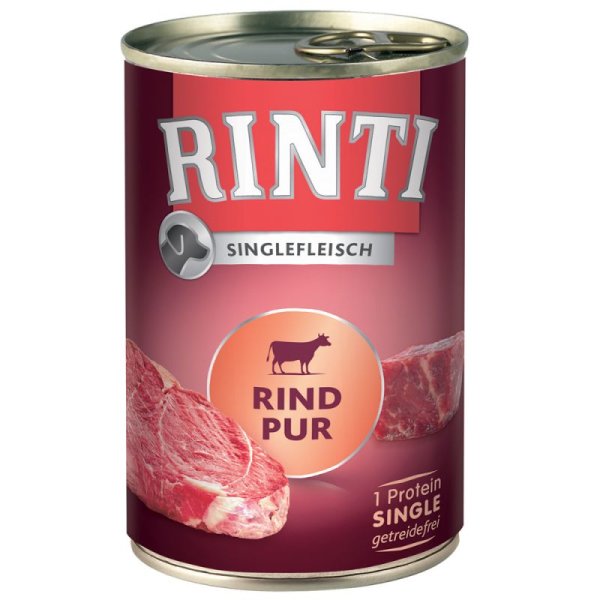 RINTI - Singlefleisch ¦ Rind - 12 x 400g ¦ nasses Hundefutter in Dosen