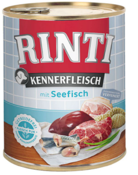 RINTI - Kennerfleisch ¦ Seefisch - 12 x 800g ¦ nasses Hundefutter in Dosen