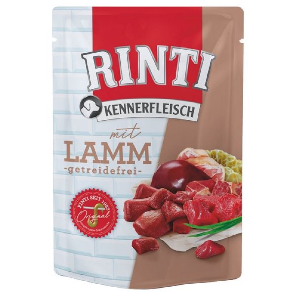 RINTI - Kennerfleisch ¦ Lamm- 10 x 400g ¦ nasses Hundefutter im Pouchbeutel