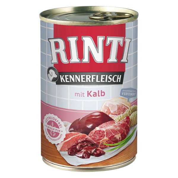 RINTI-Kennerfleisch¦ Kalb-24 x 400 g¦ nasses Hundefutter in Dosen