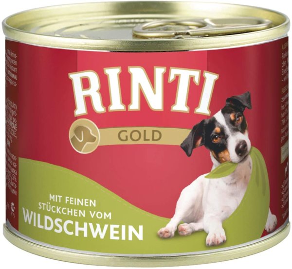 RINTI - Gold ¦ Wildschwein - 12 x 185g ¦ nasses Hundefutter in Dosen