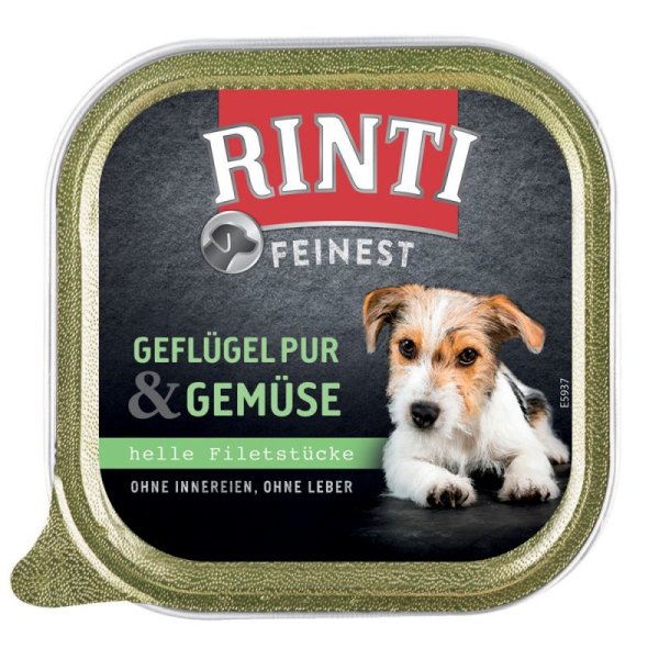 RINTI - Feinest Senior ¦ Geflügel & Gemüse-11 x 150g ¦ nasses Hundefutter in Schälchen