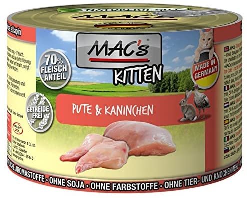 MACs Cat ¦ Kitten - Pute & Kaninchen - 6 x 200g ¦ nasses Katzenfutter in Dosen