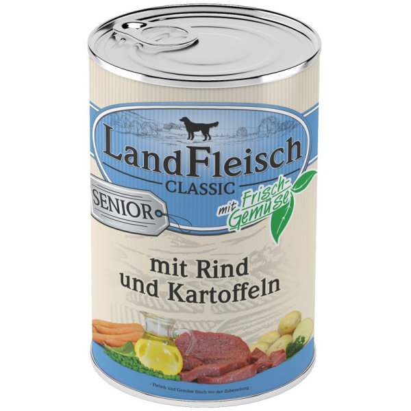 LandFleisch | Senior - Rind & Kartoffeln- 12 x 400g ¦ nasses Hundefutter in Dosen