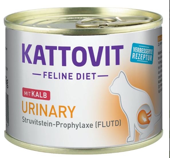 KATTOVIT ¦ Feline Diet - Urinary -  Kalb - 12 x 185g ¦ nasses, spezielles Futter für Katzen in Dosen