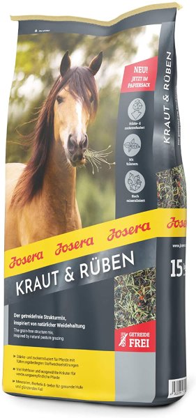 JOSERA  ¦Kraut & Rüben -  ohne Getreide mit natürlichen Kräutern - zucker- und stärkereduziert - 1x15kg ¦ Pferdetrockenfutter im 15 kg Sack