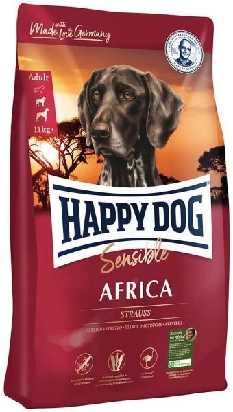 HAPPY DOG ¦ Supreme Sensible - Africa Strauß - 12,5 kg ¦ Hundetrockenfutter im 12,5kg Sack