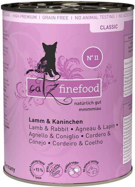 catz finefood ¦ N° 11 - Lamm & Kaninchen verfeinert mit Cranberries & Karotte - 6 x 400g ¦ nasses Katzenfutter in Dosen