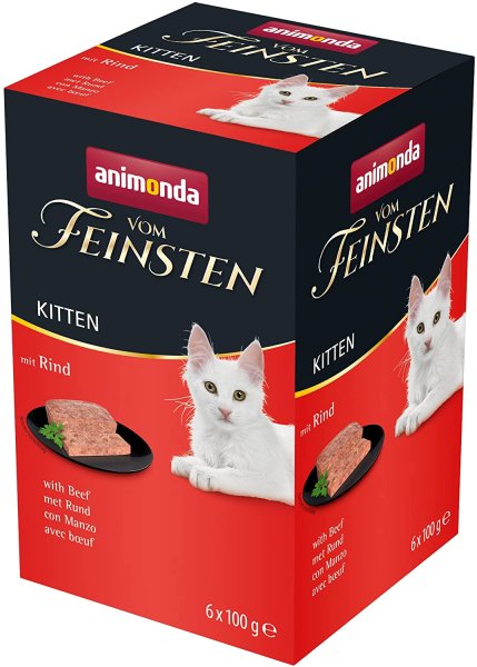 animonda &brvbar; vom Feinsten Kitten -  Rind - 6 x 100 g &brvbar; nasses Katzenfutter in Sch&auml;lchen