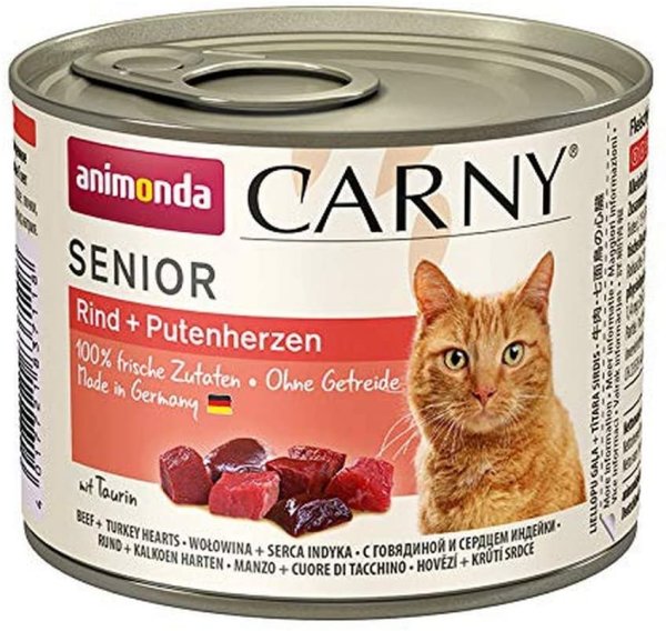 animonda &brvbar; CARNY Senior - Rind &amp; Putenherzen - 6 x 200 g &brvbar; nasses Katzenfutter in Dosen